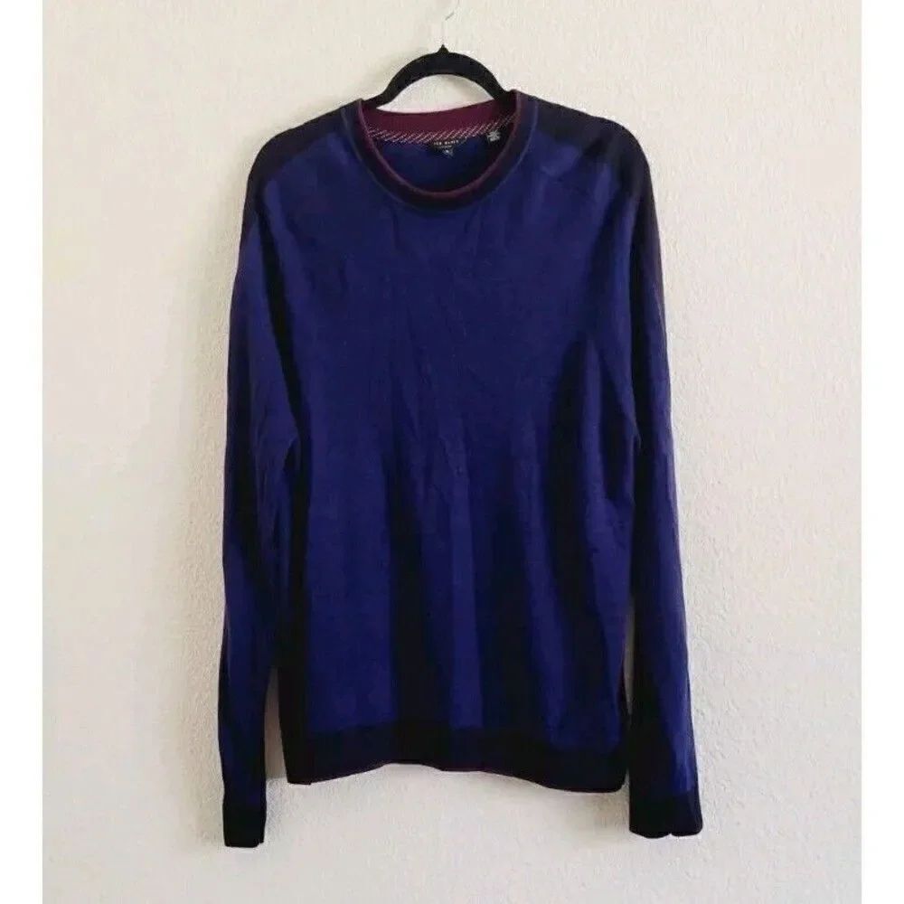 Ted Baker London Wool Blend Crewneck Navy Sweater Ted Size 6 US XXL